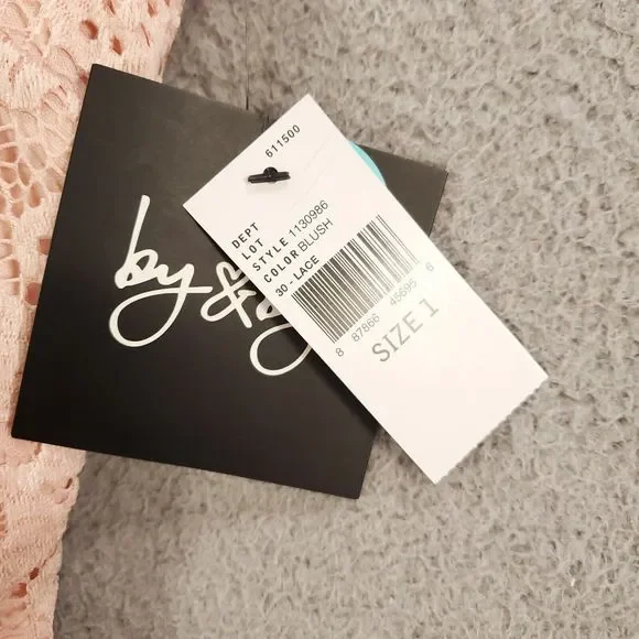 New By & By Dress Juniors 1 Blush Pink Lace Sheer Lined Back Zip - Picture 10 of 15